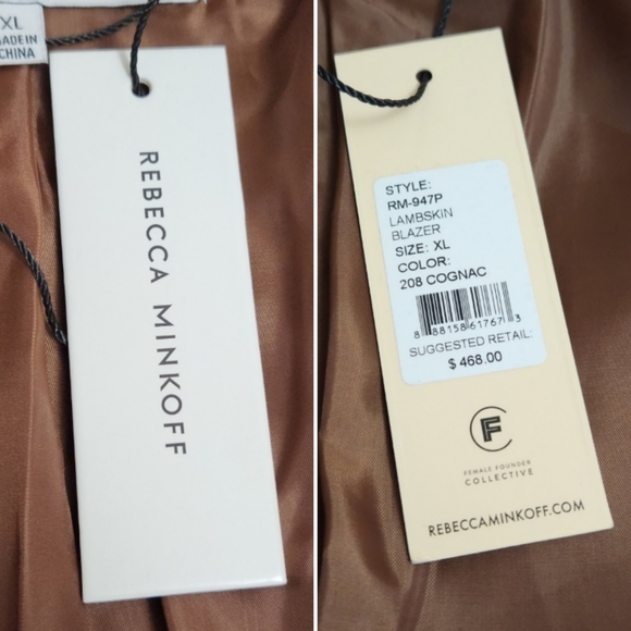 🆕️⬇️🎉HOST PICK🎉 Rebecca Minkoff Cognac Lambskin Leather Blazer - Picture 14 of 14